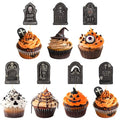 Halloween Cupcake Toppers Set - Novelty Graveyard Cake Decorations 100 pcs