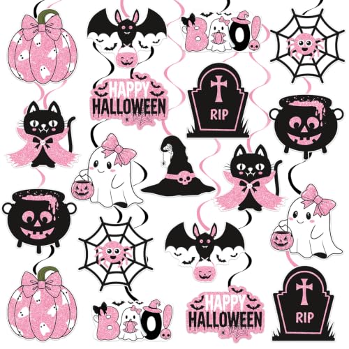 Pink Halloween Hanging Swirl Decorations - 40Pcs Party Ceiling Streamers