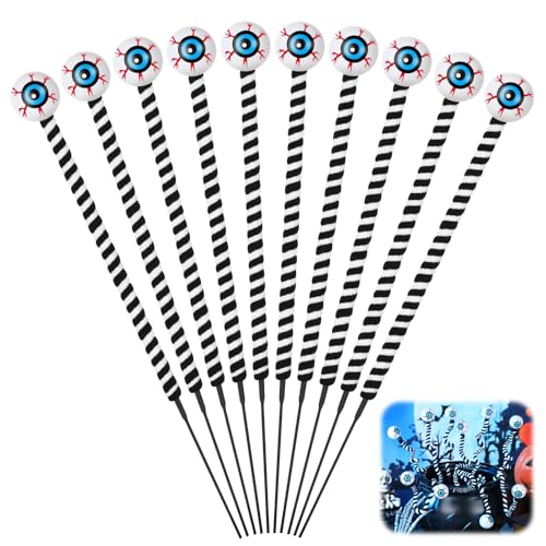 Halloween Eyeball Picks 10 Pcs - 15 Inch Faux Floral Branches for Horror Decorations