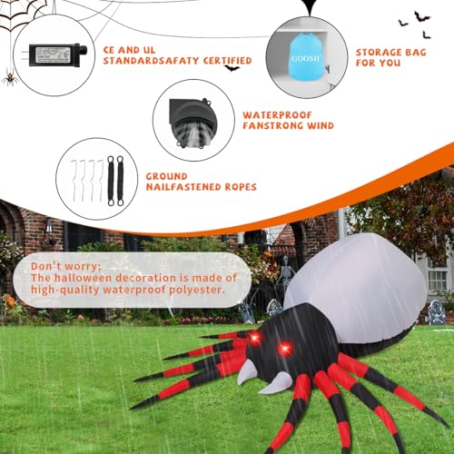8 Ft Halloween Inflatable Spider with LED Lights Outdoor Yard Decor