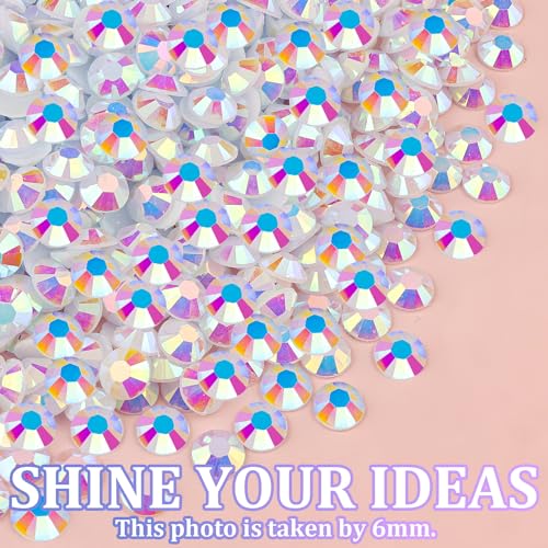 White AB Resin Rhinestones 25,000 Pcs Craft Gems Set with Glue for DIY Jewelry & Decor - Large Pack