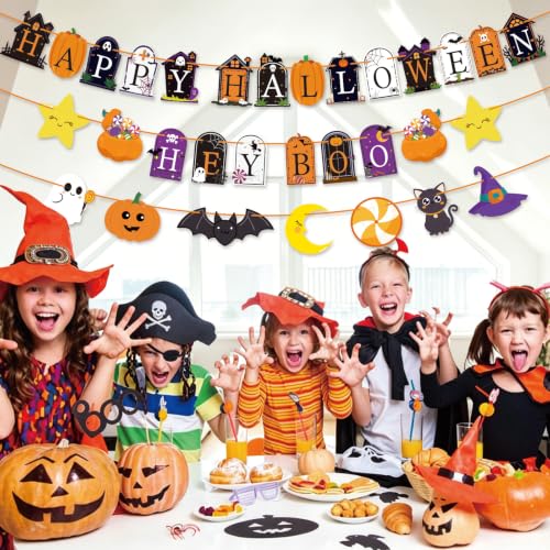 Kids Halloween Party Banner Set - Hey Boo & Happy Halloween Decorations