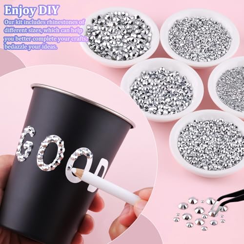 Silver Resin Rhinestones 25000pcs Craft Gems with Glue - Large Pack + 1Pc