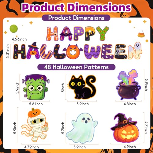 Halloween Bulletin Board Decorations Set - 62 Pcs Classroom Halloween Decor - Variation: Halloween