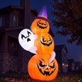6 FT Halloween Inflatable Ghost and Pumpkin Decor with Witch Hat - Outdoor Halloween Decorations, White Ghost with Pumpkin Variation