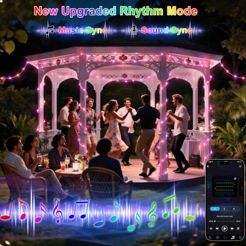 Smart 66FT RGB & Warm White LED String Lights with APP & Remote Control - Music Sync & Timer