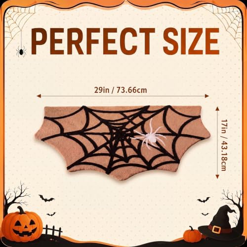 Halloween Spider Web Doormat Bat Shaped Faux Coir Welcome Mat - Indoor Outdoor