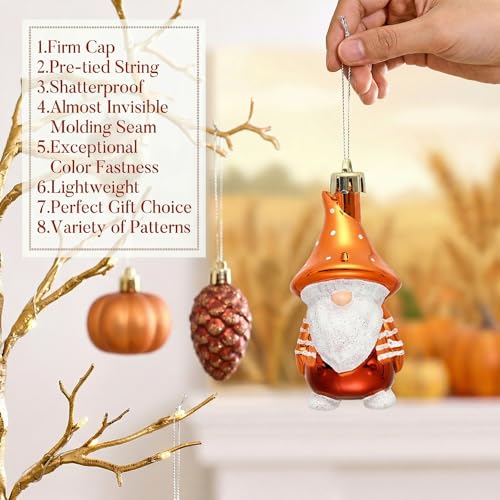 Fall Tree Ornaments Set - Shatterproof Halloween & Autumn Decorations, Orange Green, 24 Pieces