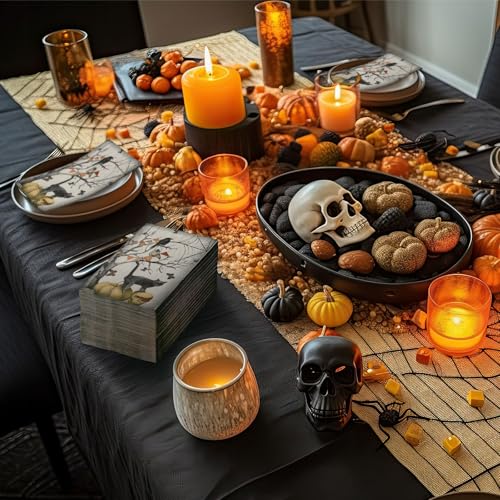 Halloween Disposable Hand Towels Gothic Crow - 200 Pack Bathroom Napkins