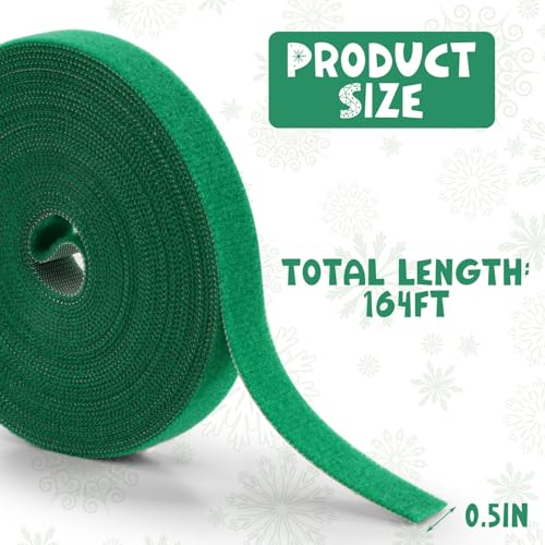 164ft Green Christmas Garland Ties - Reusable Holiday Decor Twists - Adjustable
