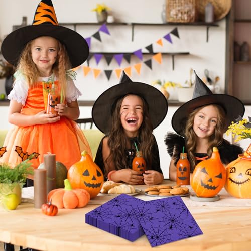 Halloween Spider Web Napkins 40 Pack - 13x13 Inches Disposable Paper Table Decor