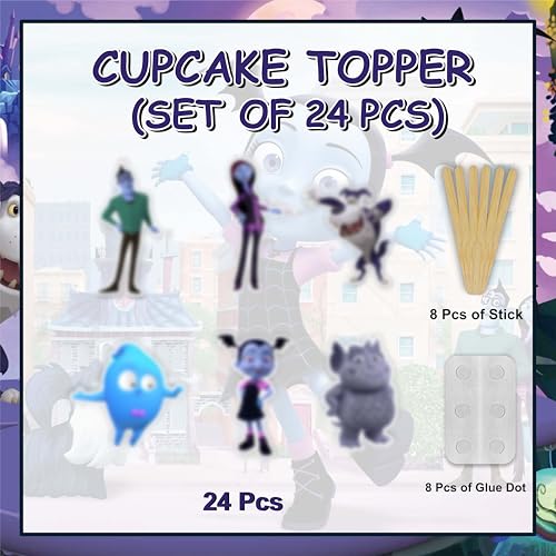 Vamprina Cupcake Topper - Cute Vampire Theme Party Decoration for Birthdays & Halloween