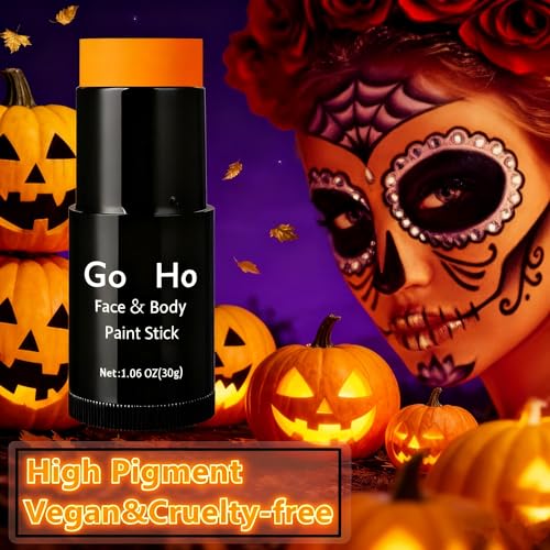 Orange Face Paint Stick Waterproof Body Makeup Halloween Cosplay - 1.06 Oz - Variation: Orange