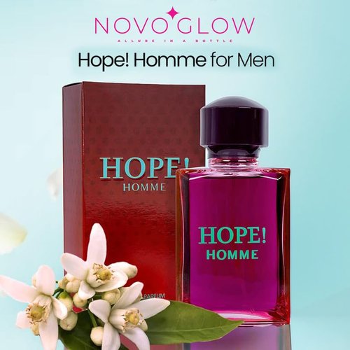 NovoGlow Hope Homme Eau De Parfum Spray for Men - 100ml | Spicy Floral Intense Fragrance, All-Day Warm Scent