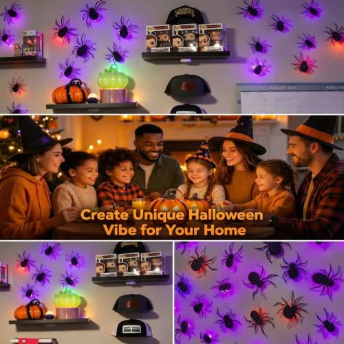 Halloween Spider Wall Decor Set 36 Pcs 3D Creepy Crawling Spiders Indoor Outdoor