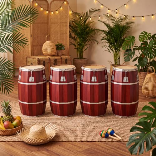 Basic Red-Brown 4 Pcs Havana Night Party Decorations - Large Cardboard Conga Props
