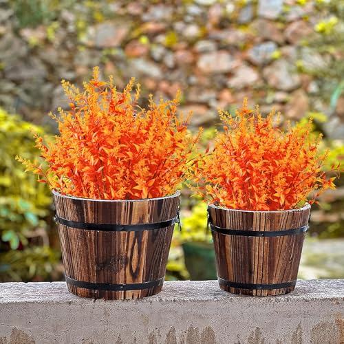 Artificial Fall Lavender Flowers Set - 20 Bundles Outdoor Faux Plants, UV Resistant, Gold Yellow