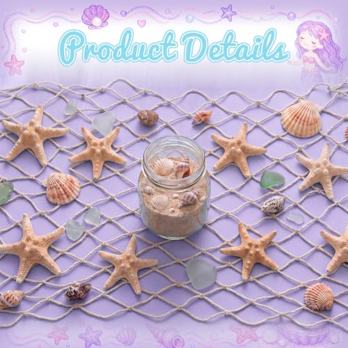 Fish Net Table Runner & Plastic Tablecloth Set - Mermaid Color, 12 Pieces