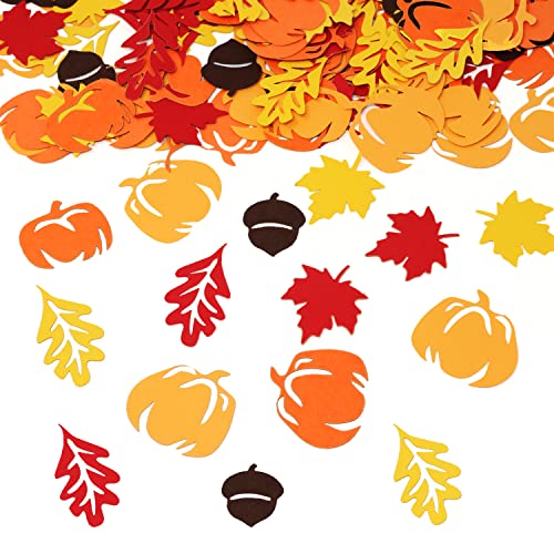 Fall Maple Leaf Pumpkin Acorn Confetti Set for Party Decorations - 200 pcs