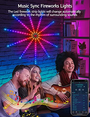 20 Inch Firework LED Strip Lights RGB Dream Color Music Sync with Remote App Control