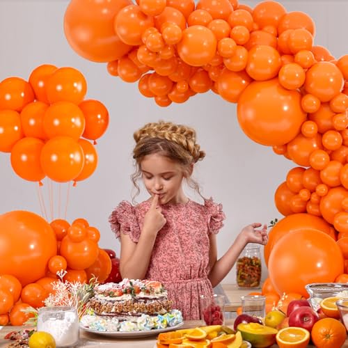 Orange Latex Balloon Kit - 114 Pcs with 4 Sizes & Accessories - Variation: Orange