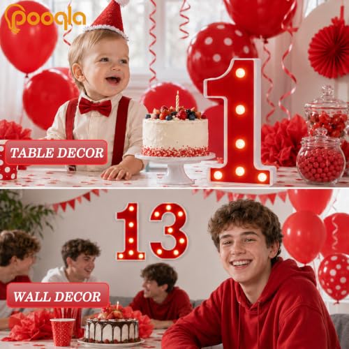 Red Light Up Numbers 50th Birthday Party Decorations for Him & Her - Variation of THIS Listing