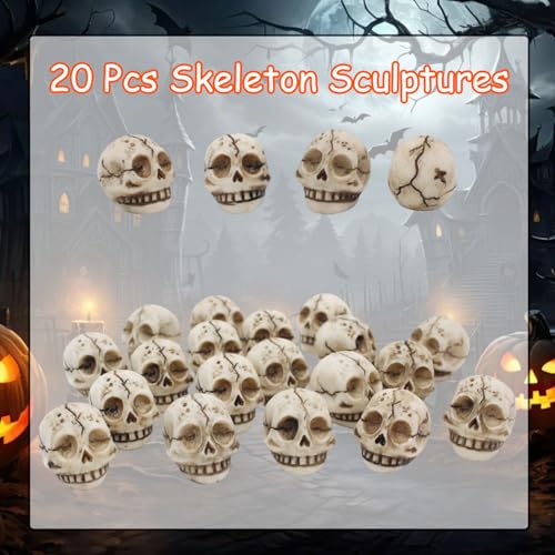 Mini Halloween Skeleton Head Figurines Set - Resin 20 Pcs - Styl2