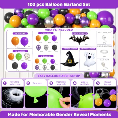 Purple Halloween Baby Shower Decorations Kit - 286Pcs Baby Is Brewing Theme