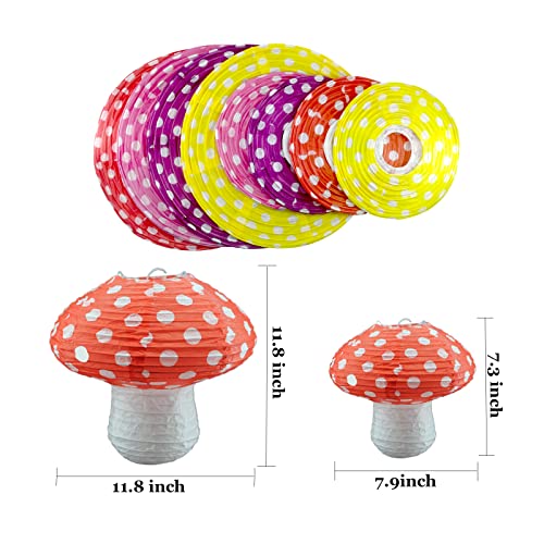 8PCS Mushroom Shaped Paper Lanterns - Forest Jungle Wonderland Party Decor