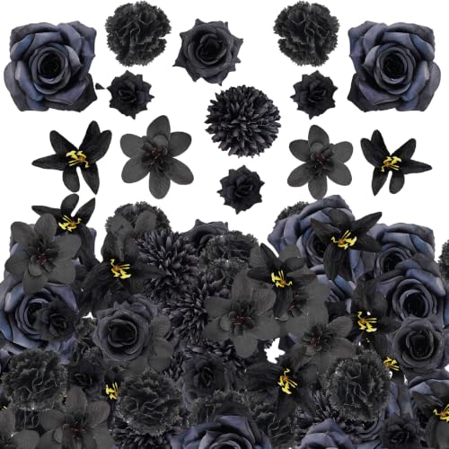 Fake Flower Heads Set - 50pcs Artificial Silk Flowers for DIY Decor