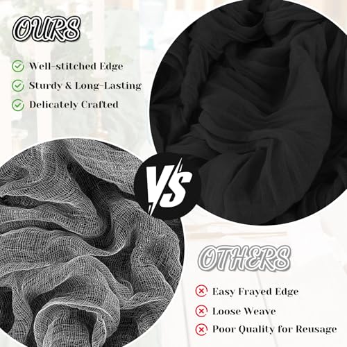 Black Cheesecloth Table Runner 120 Inch - Elegant Decor for Weddings & Events - Variation: Black