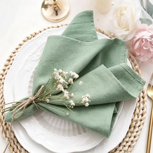 Sage Green Cotton Cloth Napkins 18x18 Inches Set of 6 Reusable & Washable