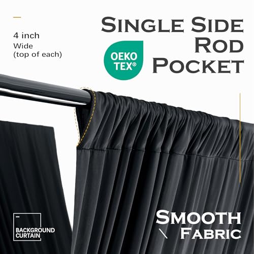 Black Ceiling Drapes - 4 Panels 60W x 30L ft for Halloween & Wedding Decor - Variation: Black / 60"W x 360"L (Pack of 4)
