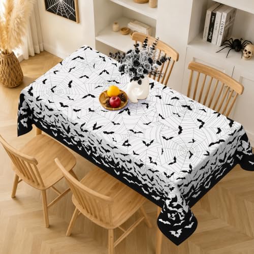 Halloween Bat Rectangle Tablecloth 60 x 84 Inches - Web & Bat Pattern, Indoor & Outdoor Decor - Variation of THIS listing