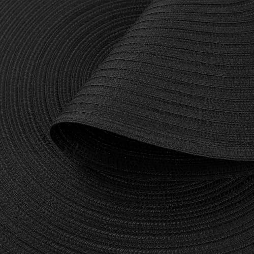Black Round Placemats Set of 12 - Heavy Cotton Polyester Woven Table Mats