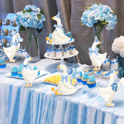 Blue Silly Goose Birthday Party Decorations - 6 Wooden Table Centerpieces for 1st Birthday