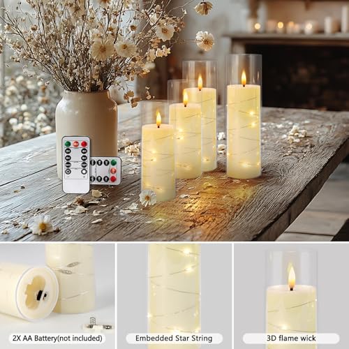 Yellow Light String 12 Pack for Flameless Candles - Battery Powered Flickering Flame