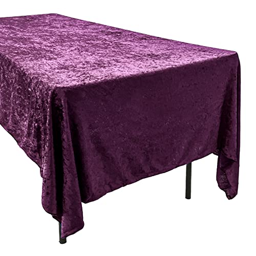 Velvet Rectangular Tablecloth - 60 x 102 Inch Plush Linen for Weddings & Events - Plum, 60x102