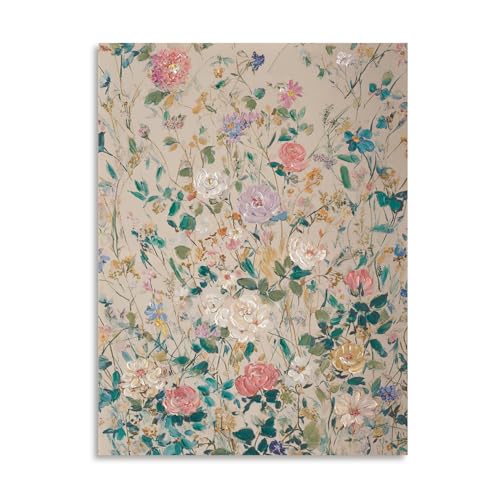 Pink and White Flower Wall Art Canvas - 16 x 12 Inches Wildflower Wall Decor