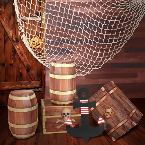 Pirate Treasure Chest Set with Backdrop and Decorations for Party and Halloween