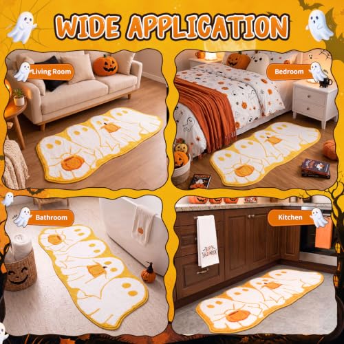 Halloween Ghost Bathroom Rug - 39.4 x 19.7 Inch Absorbent Non Slip Bath Mat - Cute Fall Decor
