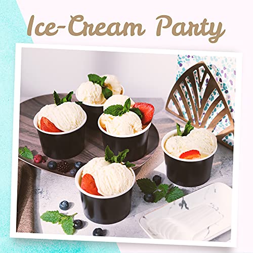 Disposable Paper Ice Cream Cups 9 Oz Black - 50 Count for Cold & Hot Food