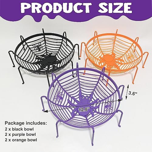 6 Pack Halloween Spider Candy Bowls Large Trick or Treat Serving Bowls for Porch