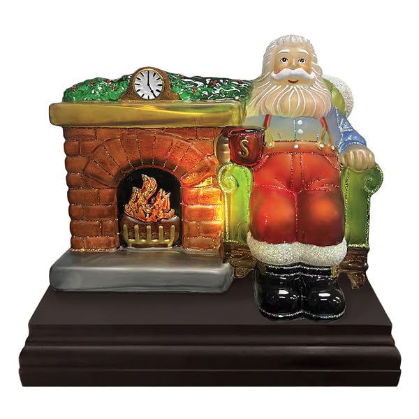 Santa Hearth Light Christmas Decoration with Glitter & Light Up Display