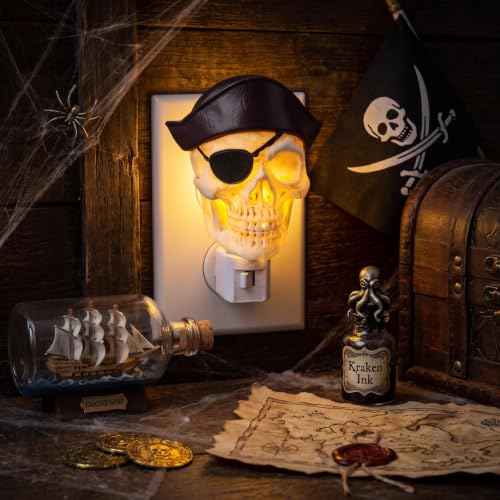 3D Skull Night Light with Auto Sensor, Warm LED, Plug-in Wall Decor - Skull Variation