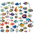 Fish Window Decals - Tropical Fish Wall Stickers for Home & Classroom - 8 Styles, Waterproof Peel & Stick Set - Variation: Fish