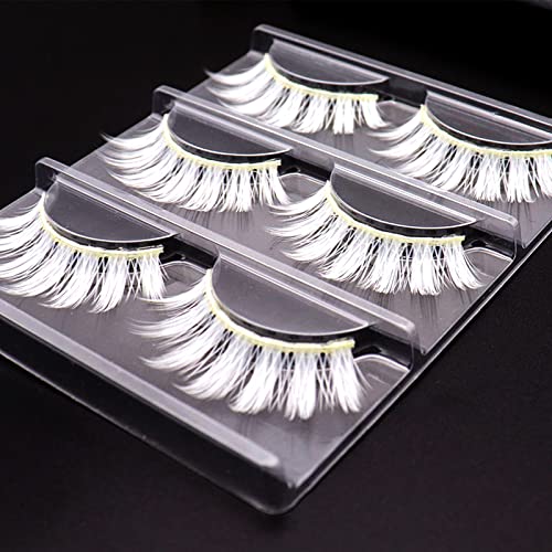 White False Eyelashes 3 Pairs Natural Fluffy Wispy for Cosplay & Special Occasions