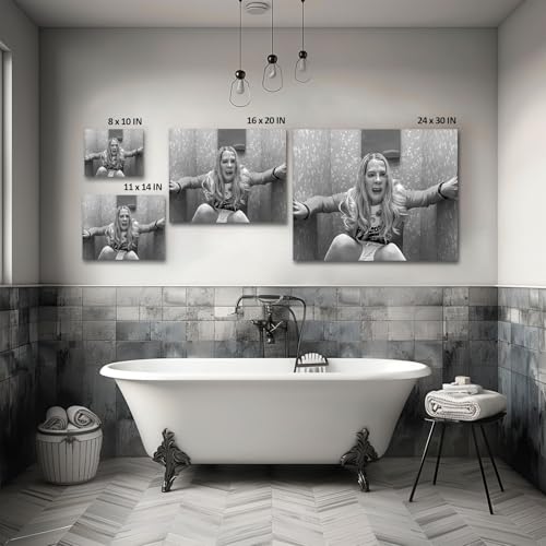 Funny Bathroom Wall Art Canvas Poster - White Chicks Comedy Movie Decor 20x24 in - Black & White