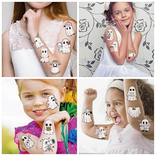 Halloween Ghost Temporary Tattoos for Kids - 10 Sheets Ghost Theme Party Stickers