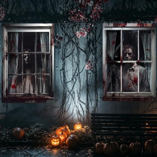 Halloween Horror Window Cover Set - Hycg-02, 2pcs Haunted Curtain Decorations